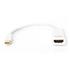 AK-340404-001-W Mini DisplayPort (DP) <-> Hdmi Adaptör Kablosu, mini DP Erkek - Hdmi tip A Dişi, 0.15 metre, DP 1.1a uyumlu, UL, beyaz renk