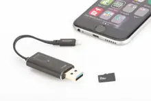 ED-31519 ednet Smart Memory, App ile birlikte, Iphone®, Ipad® için 256 GB Ek Depolama Alanı Sunar, MicroSD kart destekler, iOS 7.1 ve üstü işletim sistemi destekler, yassı kablo, siyah renk