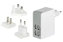 ED-31809 ednet Evrensel (EU/UK/US) Seyahat Şarj Seti , 4 x USB Port
