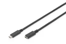 AK-300210-007-S USB Tip C™ Gen2 Uzatma Kablosu Tip C Erkek Tip C Dişi 0.7 metre 5A 10GB 3.1 Versiyon CE siyah renk