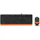 A4 TECH F1010 USB Q Trk Optic Mouse Siyah/Turuncu Standart Klavye - Mouse Set