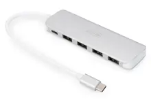 Assmann DA-70242-1 4 Port Usb 3.0 Hub, 4 X Usb 3.0 Usb-A Dişi Konnektör (Usb Çevre Ürünü), 1 X Usb Tip C Pd (Power Delivery) Port, 1 X Usb Tip C Erkek Port (Bilgisayar Bağlantısı İçin), Alüminyum, Mac Ve Windows Destekler