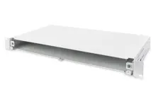 Assmann DN-96200-QL Sürgülü Boş Fiber Optik Sonlandırma Kutusu, Kilit Mekanizmalı, 1U, Ön Panel Haricen Temin Edilir, M20/M25 Vidalar Dahil, Gri Renk