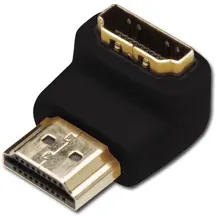 AK-330502-000-S Hdmi Adaptör, Hdmi A erkek - Hdmi A dişi, 90 derece açılı, siyah renk, altın kaplama