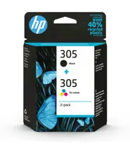 6Zd17Ae - Hp 305 2-Pack Tri-Color/Black Original Ink Cartridge