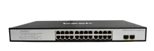 BN-GS-1242P2S Beek Yönetilemeyen PoE+ Switch<br>
24 x 10/100/1000Mbps IEEE802.3af/at PoE+ port (Port başına 30.8 watt) (PoE Güç Bütçesi maks. 400 Watt)<br>
2 x 1.25G Base-X SFP yuva<br>
6KV surge koruması<br>
Beek 24 Port