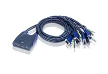 ATEN-CS64UZ 4 portlu USB VGA KVM (Keyboard/Video Monitor/Mouse) Switch, Hoparlör bağlantısı mevcut, Masaüstü Tip, KVM bağlantı kablosu ürün beraberinde gelmektedir (1.8m)<br>
4-Port USB VGA/Audio Cable KVM Switch (1.8m)