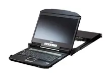 ATEN-CL3884NWT 4-Port USB HDMI Çoklu Ekran Destekleyen ve Çift Ray Üzerinde Hareket Edebilen Geniş Ekran  Türkçe Klavyeli LCD KVM Switch<br>
4-Port USB HDMI Multi-View Dual Rail WideScreen  Turkish Keyboard LCD KVM Switch