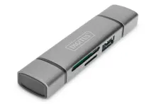 DA-70886 Digitus Çift Kart Okuyucu Hub, USB-C™ / USB 3.0, OTG ( Combo Kart Okuyucu Hub (USB-C + USB 3.0),  1 x SD, 1 x MicroSD, 1 x USB 3.0, gri renk)<br>
Digitus Dual Card Reader Hub USB-C™ / USB 3.0, OTG ( Combo Card Reader Hub (USB-C+USB 3