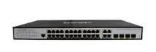 BN-GS-2244P4S Beek L2 Yönetilebilir Switch<br>
24 x 10/100/1000Mbps IEEE802.3af/at PoE+ port (Port başına 30.8 watt) (PoE Güç Bütçesi maks. 400 Watt)<br>
4 x 10/100/1000BASE-T port (combo)<br>
4 x 1000 Base-X SFP yuva (combo)&lt