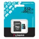Kingston SDCG4/512GB 512GB microSDXC Canvas Go Plus Gen4 200MB-s A2 U3 V30 Card + ADP Hafıza Kartı