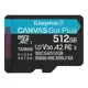 Kingston SDCG4/512GBSP 512GB MicroSDXC Canvas Go Plus Gen4 200MB/s A2 U3 V30 Card + w/o ADP