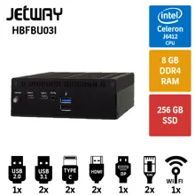 Jetway HBFBU03I-6412 8GB 256GB SSD 2XHDMI Endüstriyel Mini Pc
