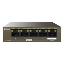 TENDA TEG1105PD 4GE PoE Port (30W), 1GE PoE-IN Aktarım Switch