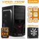 Dark Viper 750W 2xUSB 3.0, 2x 12cm Fan SSD Ready ATX Siyah/Kırmızı Oyuncu Kasası