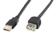 AK-300200-018-S USB 2.0 Uzatma Kablosu, USB A Erkek - USB A Dişi, 1.80 metre, AWG 28, siyah renk