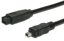 AK-420104-018-S FireWire 800 Bağlantı Kablosu, 9 pin erkek - 4 pin erkek, 1.80 metre, AWG: 26/28, IEEE 1394-2008, UL, siyah renk