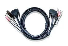 ATEN-2L-7D03U USB KVM (Keyboard/Video Monitor/Mouse) Switch İçin Kablo, 3 metre, 1 x Klavye / Mouse USB A Erkek, 2 x Hoparlör ve Mikrofon Audio Plug,