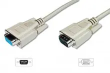 AK-310200-018-E VGA Monitör Uzatma Kablosu, DSUB 15 erkek <=> DSUB 15 dişi, 3CF7C, AWG 28/30, 1.8 metre, bej renk