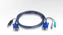 ATEN-2L-5502UP USB KVM (Keyboard/Video Monitor/Mouse) Kablosu, 1 x Monitör 15 pin HDB erkek, 1 x Klavye / Mouse USB A erkek <-> 1 x Monitör HDB-15 dişi, 1 x Klavye Mini-Din 6 erkek, 1 x Mouse Mini-Din 6 erkek, 1.80 metre