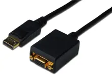 AK-340403-001-S DisplayPort <-> VGA Adaptör Kablosu, DP Erkek - HD15 Dişi, 0.15 metre, kilit mekanizmalı, DP 1.2 uyumlu, UL, siyah renk