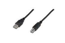 AK-300102-018-S USB 2.0 Bağlantı Kablosu, USB A Erkek - USB B Erkek, 1.80 metre, AWG 28, UL, siyah renk