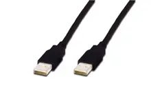 AK-300100-010-S USB 2.0 Bağlantı Kablosu, USB A Erkek -USB A Erkek, 1 metre, AWG 30, USB 2.0 uyumlu, siyah renk