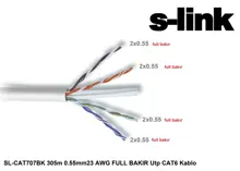 S-Link Sl-Cat707Bk 305M 0.55Mm 23 Awg Full Bakır Utp Cat6 Kablo