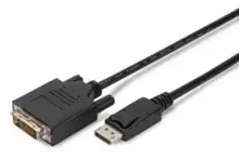 AK-340301-020-S DisplayPort <-> Dvi Kablosu, DP Erkek - Dvi (24+1) Erkek, 2 metre, kilit mekanizmalı,   AWG28, 2x zırhlı, DP 1.1a uyumlu, UL, CE, siyah renk