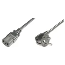 AK-440100-018-S Güç Kablosu, Schuko 90 derece açılı Erkek - C13 Dişi, 1,8 metre, H05VV-F3G 0.75qmm, siyah renk