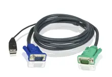ATEN-2L-5201U USB KVM (Keyboard/Video Monitor/Mouse) Switch İçin Kablo, 1.20 metre, 1 x 15 pin SPHD erkek <-> 1 x Monitör 15 pin HDB erkek, 1 x Klavye / Mouse USB A erkek