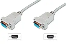 AK-610100-030-E Modem Bağlantı Kablosu, D-Sub9 Dişi - D-Sub9 Dişi, 3 metre, vidalı, bej renk