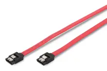 AK-400102-003-R SATA Kablosu, SATA II/III, L-Tipi dişi - L-Tipi dişi, 0.3 metre, düz, UL, kırmızı renk