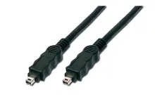 AK-420100-018-S Firewire 400 (IEEE 1394) Kablo, 4 pin erkek / 4 pin erkek, 1.80 metre, AWG: 28, IEEE 1394-2008, UL, siyah renk 