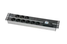 Zeytek ZE-STD-TS09-AL 2U, 9.lu grup priz, 19”, Aluminyum profil gövdeli, 1x16A sigorta korumalı, 9xDIN49440 schuko tip,16A  250V Ac, 3,5 kW, 3x1,5mm2, 2m kablolu, DIN 49441 fişli