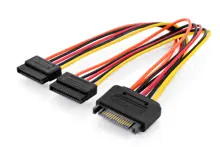 Assmann AK-430405-003-M Dahili Y-Güç Kaynağı Kablosu Erkek/Dişi/Dişi 0.3 Metre Sata 15-Pin - 2 X Sata 15-Pin Internal Y-Power Supply Cable M/F/F 0.3M Sata 15-Pin - 2X Sata 15-Pin