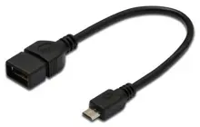 AK-300310-002-S USB On-The-Go (OTG) Kablosu, 0,20 metre, AWG 28, USB A, dişi - Mini USB B, 5-pin, erkek