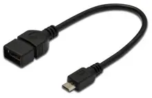 AK-300309-002-S USB On-The-Go (OTG) Kablosu, 0,20 metre, AWG 28, USB A, dişi - Micro USB B, erkek
