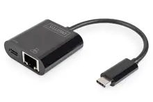 DN-3027 Digitus USB Tip C Gigabit Ethernet Adaptörü<br>
Giriş: 1 x 10/100/1000 port<br>
Çıkış: 1 x şarj özellikli USB Tip C (PD 2.0, 60W, 20V/3A) erkek port (bilgisayar bağlantısı için)<br> 
Digitus USB-Type-C Gigabit Ethernet A