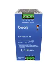 BN-IPW-240-48 Endüstriyel 240 Watt AC <-> DC Güç Kaynağı, DIN-Ray Montajına Uygun, 48V/5A çıkışlar<br>
Industrial 240-Watt AC to DC Power Supply, DIN-Rail Mount, 48V/5A outputs