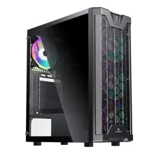 GameBooster GB-F3101B Mesh Temperli Cam 1*USB 3.0 4*12cm Rainbow Fan ATX Gaming Siyah Kasa (PSU Yok) i01