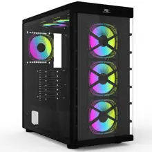 PowerBoost PB-GR222BB USB3.0 Full Siyah Tempered Glass 7xARGB Fanlı kasa (PSU Yok) R02 Black