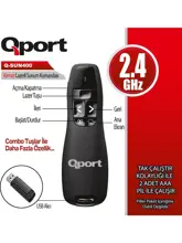 QPORT Q-SUN400 2.4 GHZ USB KIRMIZI LAZERLİ SUNUM KUMANDASI - PRESENTER