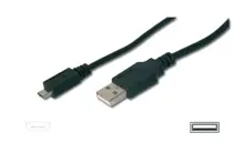 AK-300127-018-S USB 2.0 Bağlantı Kablosu, USB A Erkek - micro USB B Erkek, 1.80 metre, AWG 28, UL, siyah renk