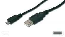 AK-300110-010-S USB 2.0 Bağlantı Kablo, USB A Erkek <> Mikro USB B Erkek, 1 metre, AWG 28, UL, siyah renk