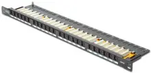 DN-91624U-SL-SH Digitus 19" 24 port Cat-6 UTP Patch Panel, 8P8C, LSA, 0,5U boyut, tozdan korumak için kapaklı, zırhsız, siyah renk