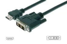 AK-330300-050-S Hdmi <-> Dvi-D Adaptör Kablosu, Hdmi Tip A Erkek - Dvi-D (18+1) Erkek, AWG 28, 5 metre, Hdmi 1.3, UL, siyah renk