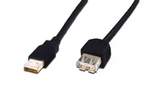 AK-300202-030-S USB 2.0 Uzatma Kablosu, USB A Erkek - USB A Dişi, 3 metre, AWG 28, USB 2.0 uyumlu, UL, siyah renk