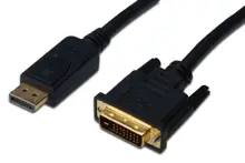 AK-340306-020-S DisplayPort <-> Dvi Kablosu, DP Erkek - Dvi (24+1) Erkek, 2 metre, DP 1.1 uyumlu, AWG28, 2x zırhlı, UL, siyah renk