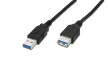 AK-300203-030-S USB 3.0 Uzatma Kablosu, USB A erkek - USB A dişi, 3 metre, AWG 28, 2x zırhlı, UL, siyah
